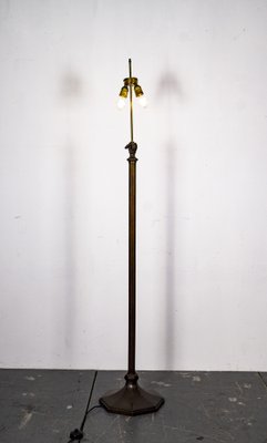 Art Deco Heavy Brass Floor Lamp, 1920s-VLO-1371601