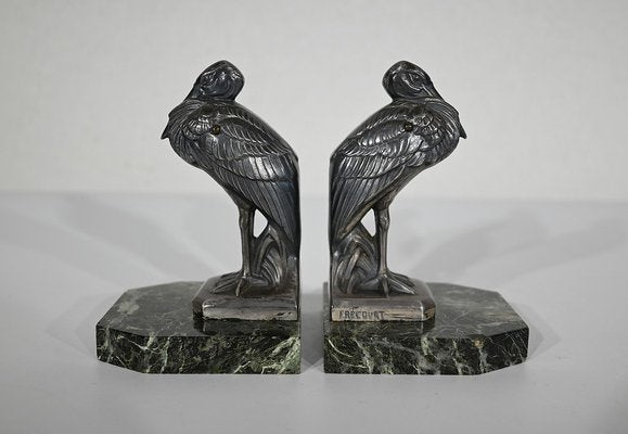 Art Deco Heron Bookends by Maurice Frécourt, 1920s, Set of 2-RVK-1354256