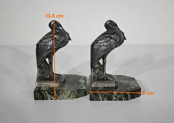 Art Deco Heron Bookends by Maurice Frécourt, 1920s, Set of 2-RVK-1354256