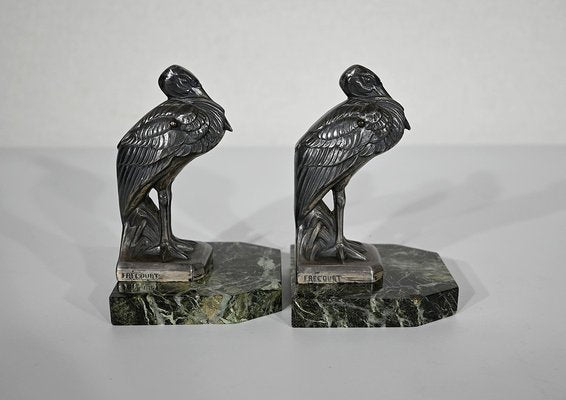 Art Deco Heron Bookends by Maurice Frécourt, 1920s, Set of 2-RVK-1354256