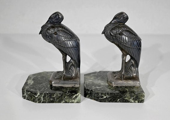 Art Deco Heron Bookends by Maurice Frécourt, 1920s, Set of 2-RVK-1354256