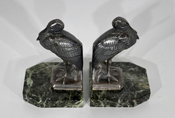 Art Deco Heron Bookends by Maurice Frécourt, 1920s, Set of 2-RVK-1354256