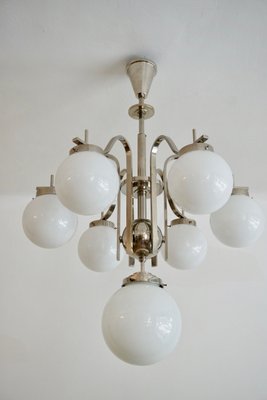 Art Deco Hungarian Chrome Glass Ceiling Lamp, 1930s-HYJ-660273