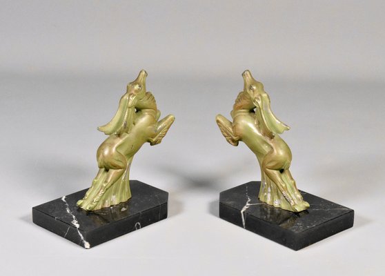 Art Deco Ibex Bookends by Franjou / Hippolyte Moreau, 1930s, Set of 2-CTD-1783550