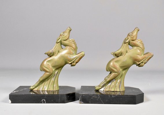 Art Deco Ibex Bookends by Franjou / Hippolyte Moreau, 1930s, Set of 2-CTD-1783550