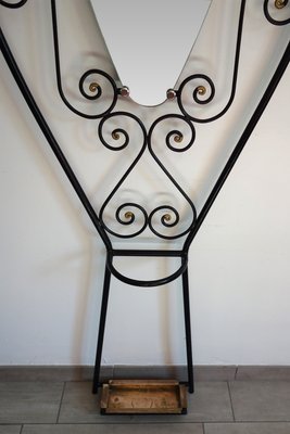 Art Deco Iron Coat Holder with Mirror, 1930s-XTZ-1426228