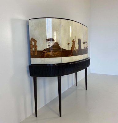 Art Deco Italian Bar Cabinet in Parchment with Inlays by Anzani, 1930s-FF-1167516