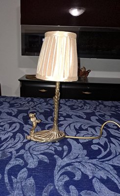 Art Deco Italian Brass Lamp with Cherub-HIT-1196530