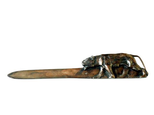 Art Deco Italian Bronze Panther Paper Knife by Alfredo Biagini, 1920-KGD-1779462