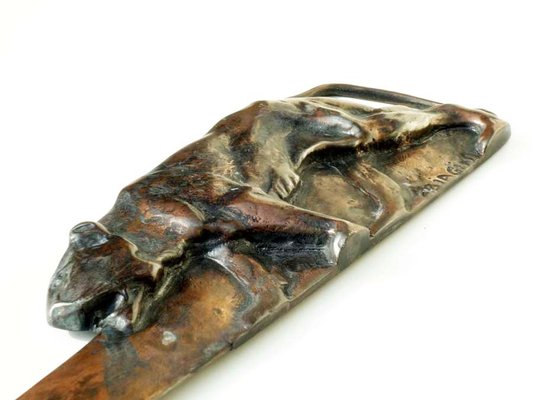 Art Deco Italian Bronze Panther Paper Knife by Alfredo Biagini, 1920-KGD-1779462