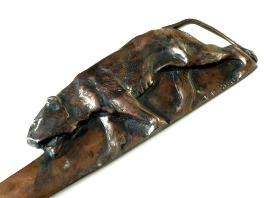 Art Deco Italian Bronze Panther Paper Knife by Alfredo Biagini, 1920-KGD-1779462