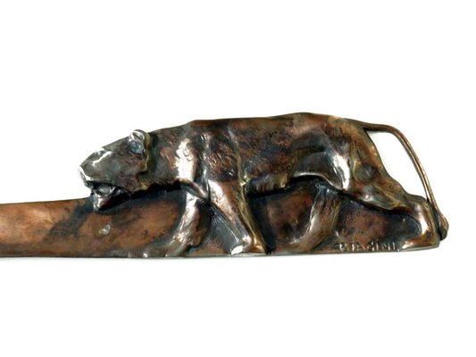 Art Deco Italian Bronze Panther Paper Knife by Alfredo Biagini, 1920-KGD-1779462