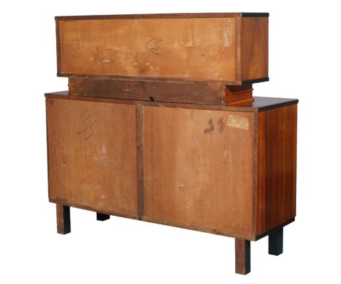 Art Deco Italian Burl Walnut Credenza with Display Cabinet from Strada Abramo, 1930s-NJV-709362