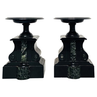 Art Deco Italian Centerpieces in Black Onyx, 1940s, Set of 2-GDD-1251068