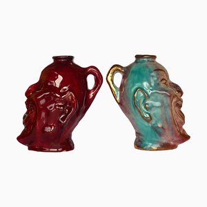 Art Deco Italian Ceramic Anthropomorphic Vases, 1940, Set of 2-KGD-1822955