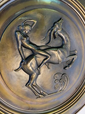 Art Deco Italian Decorative Brass Plates, 1940s, Set of 2-FF-692700