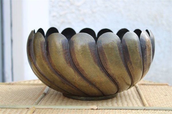 Art Deco Italian Embossed Brass Bowl by Egidio Casagrande, 1930s-EH-1251766