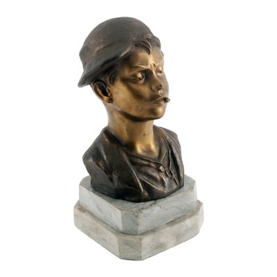 Art Deco Italian Gilt and Burnished Bronze Scugnizzo Bust by Giovanni De Martino, 1920s-NJV-676626