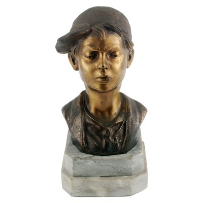 Art Deco Italian Gilt and Burnished Bronze Scugnizzo Bust by Giovanni De Martino, 1920s-NJV-676626