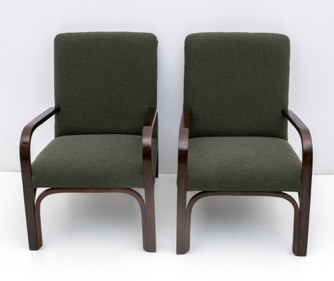 Art Deco Italian Green Boucle Armchairs and Small Sofa, 1930s, Set of 3-FER-1719526