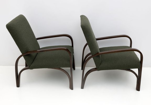 Art Deco Italian Green Boucle Armchairs and Small Sofa, 1930s, Set of 3-FER-1719526