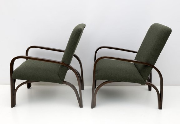 Art Deco Italian Green Boucle Armchairs and Small Sofa, 1930s, Set of 3-FER-1719526