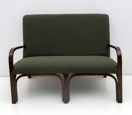 Art Deco Italian Green Boucle Armchairs and Small Sofa, 1930s, Set of 3-FER-1719526