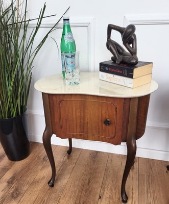 Art Deco Italian Kidney Shaped Nightstands with Marble Top, 1950s, Set of 2-EUP-1704210