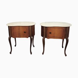 Art Deco Italian Kidney Shaped Nightstands with Marble Top, 1950s, Set of 2-EUP-1704210