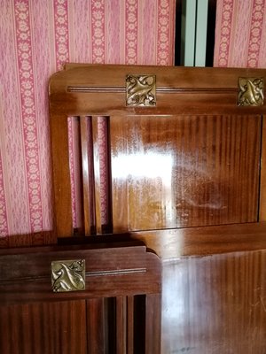 Art Deco Italian Mahogany and brass Frieze Twin Beds, 1920s, Set of 2-RAQ-628144