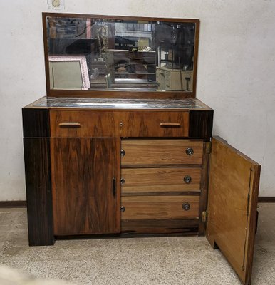 Art Deco Italian Marble Top Sideboard with Mirror-RAQ-1231493