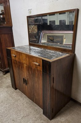 Art Deco Italian Marble Top Sideboard with Mirror-RAQ-1231493