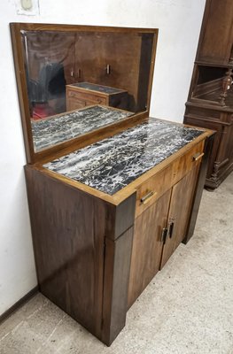 Art Deco Italian Marble Top Sideboard with Mirror-RAQ-1231493