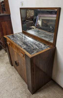 Art Deco Italian Marble Top Sideboard with Mirror-RAQ-1231493