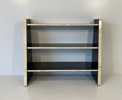 Art Deco Italian Parchment and Black Lacquer Bookcase, 1980s-FF-1289557