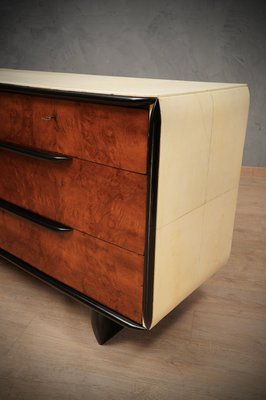 Art Deco Italian School Walnut and Goat Skin Chest of Drawers, 1930-UH-1193716