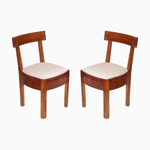 Art Deco Italian Solid Walnut Side Chairs, 1920s, Set of 2-NJV-574820