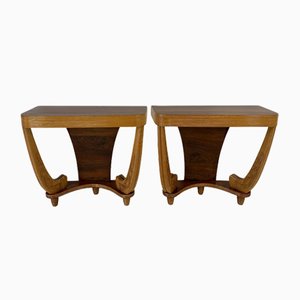 Art Deco Italian Walnut and Maple Consoles attributed to Colli for Pierluigi Colli, 1930s, Set of 2-FF-2017428