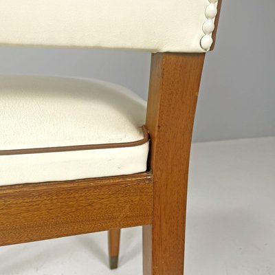 Art Deco Italian White Leather and Wood Chair attributed to Giovanni Gariboldi, 1940s-GDD-1815887