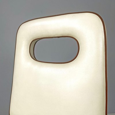 Art Deco Italian White Leather and Wood Chair attributed to Giovanni Gariboldi, 1940s-GDD-1815887