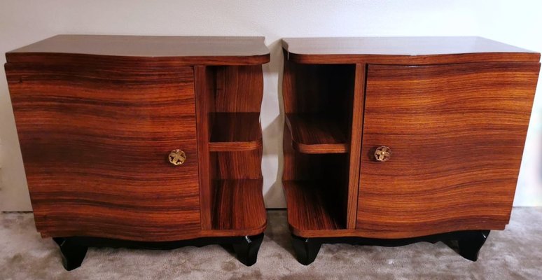 Art Deco Italian Wooden Nightstands, Set of 2-QRS-1362258