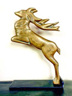 Art Deco Jumping Deer in Bronze, 1920s-WZZ-1766066