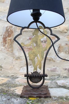 Art Deco Lamp in Wrought Iron by Edgar-William Brandt, 1930s-KMQ-1801176