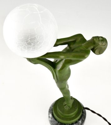 Art Deco Lamp of Standing Nude with Ball by Max Le Verrier, 1930s-KTN-1449759