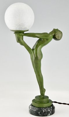 Art Deco Lamp of Standing Nude with Ball by Max Le Verrier, 1930s-KTN-1449759