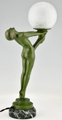 Art Deco Lamp of Standing Nude with Ball by Max Le Verrier, 1930s-KTN-1449759