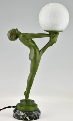 Art Deco Lamp of Standing Nude with Ball by Max Le Verrier, 1930s-KTN-1449759