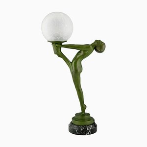 Art Deco Lamp of Standing Nude with Ball by Max Le Verrier, 1930s-KTN-1449759