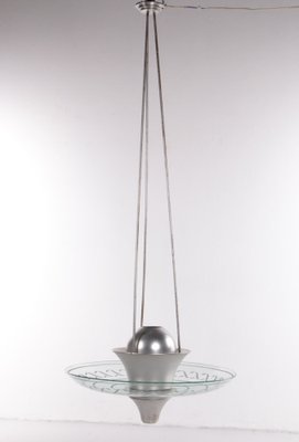 Art Deco Large Hanging Lamps with Cut Glass, England, 1930s, Set of 2-EZZ-1357387