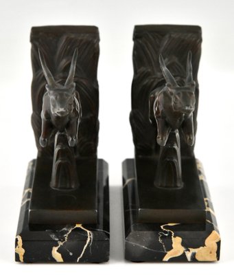 Art Deco Leaping Deer Bookends by Max Le Verrier, 1930s, Set of 2-KTN-1396619